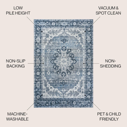 Asa Ornate Medallion Machine-Washable Area Rug