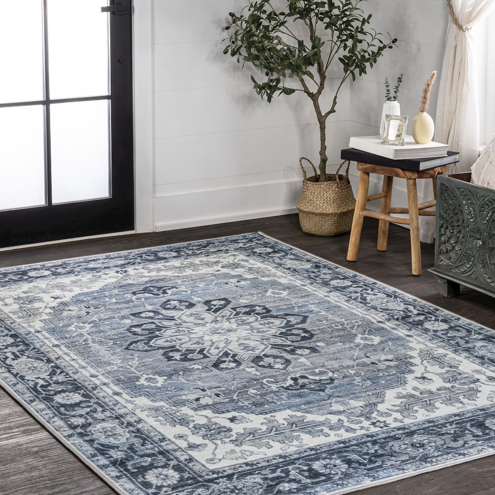 Asa Ornate Medallion Machine-Washable Area Rug