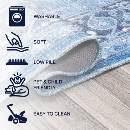 Maris Ornate Medallion Machine-Washable Runner Rug