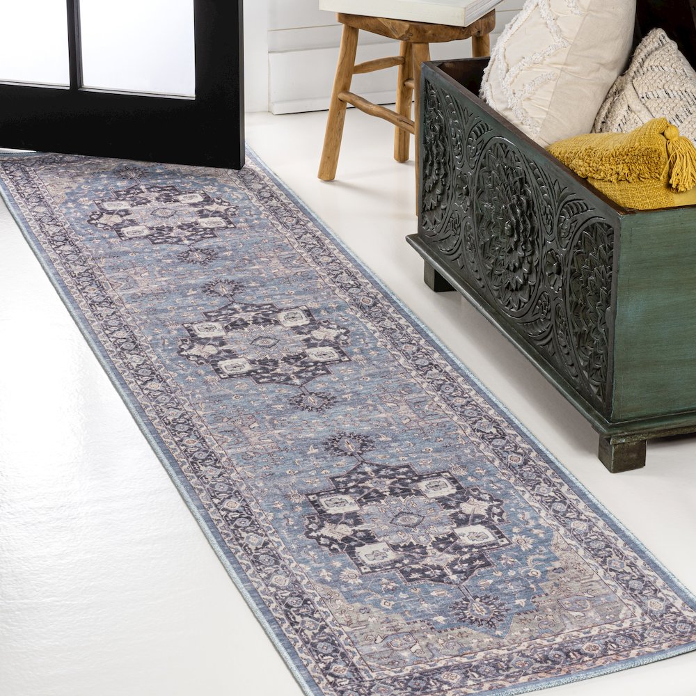 Maris Ornate Medallion Machine-Washable Runner Rug
