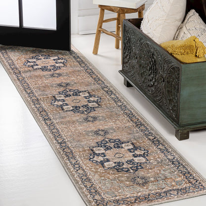 Maris Ornate Medallion Machine-Washable Runner Rug