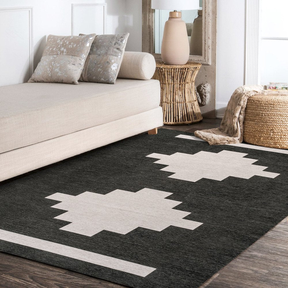 Adriel Geometric Tribal Medallion Machine Washable Area Rug