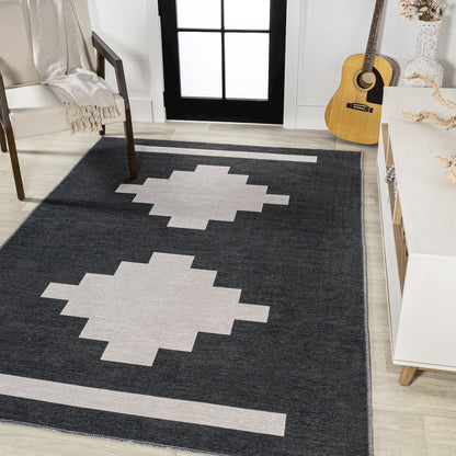 Adriel Geometric Tribal Medallion Machine Washable Area Rug