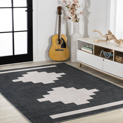 Adriel Geometric Tribal Medallion Machine Washable Area Rug