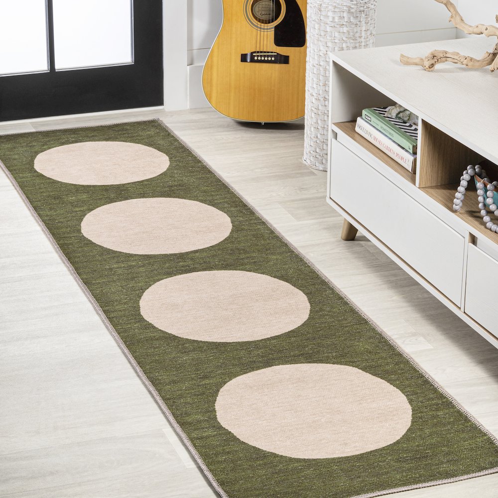 Cirkel Minimalist Geometric Dot Machine Washable Area Rug