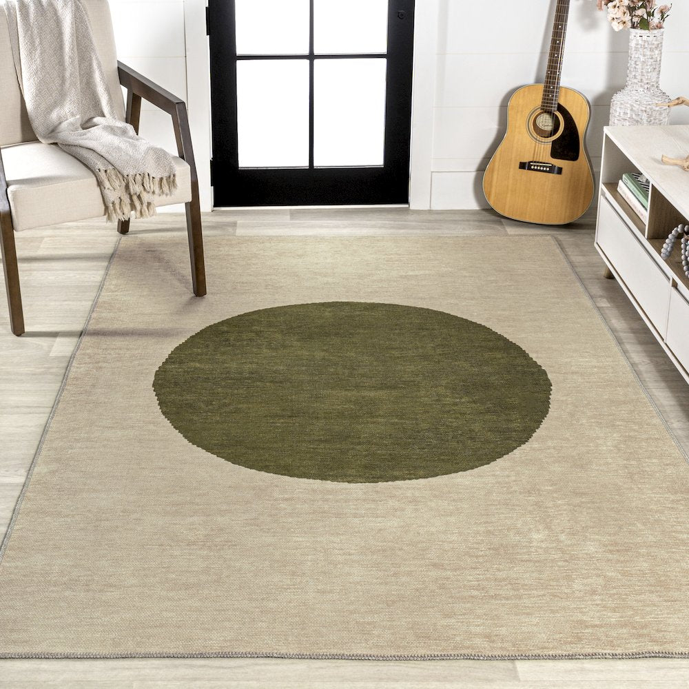Cirkel Minimalist Geometric Dot Machine Washable Area Rug