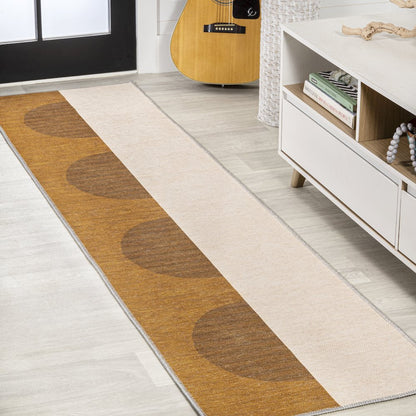 Demie Minimalist Graphic Circle Machine Washable Area Rug
