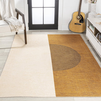 Demie Minimalist Graphic Circle Machine Washable Area Rug