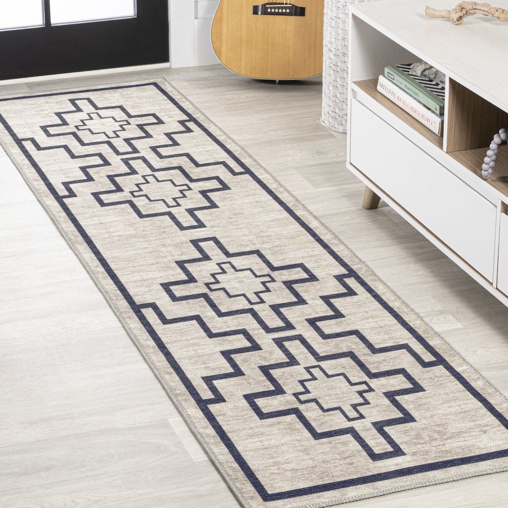 Ashkii Minimalist Medallion Machine Washable Area Rug