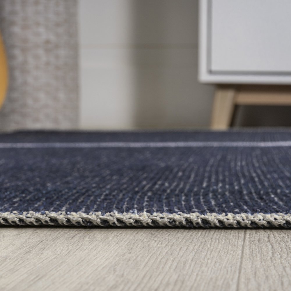 Linja Solid Centre Stripe Machine Washable Area Rug