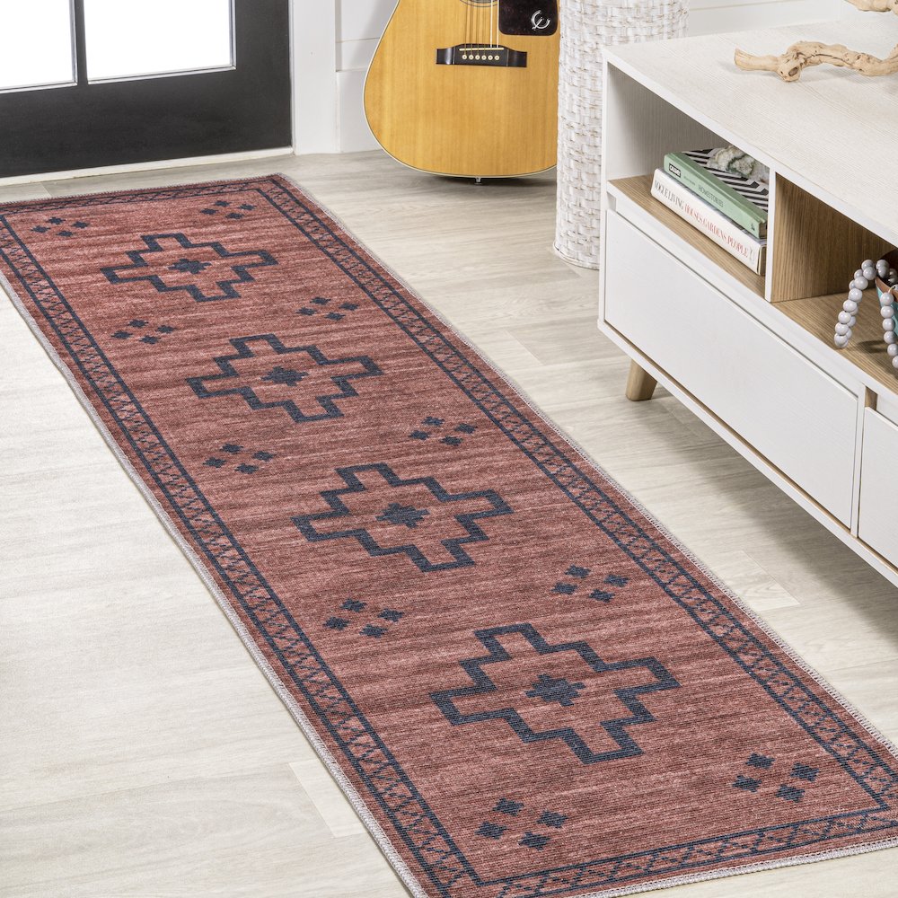 Korsa Geometric Medallion Machine Washable Area Rug