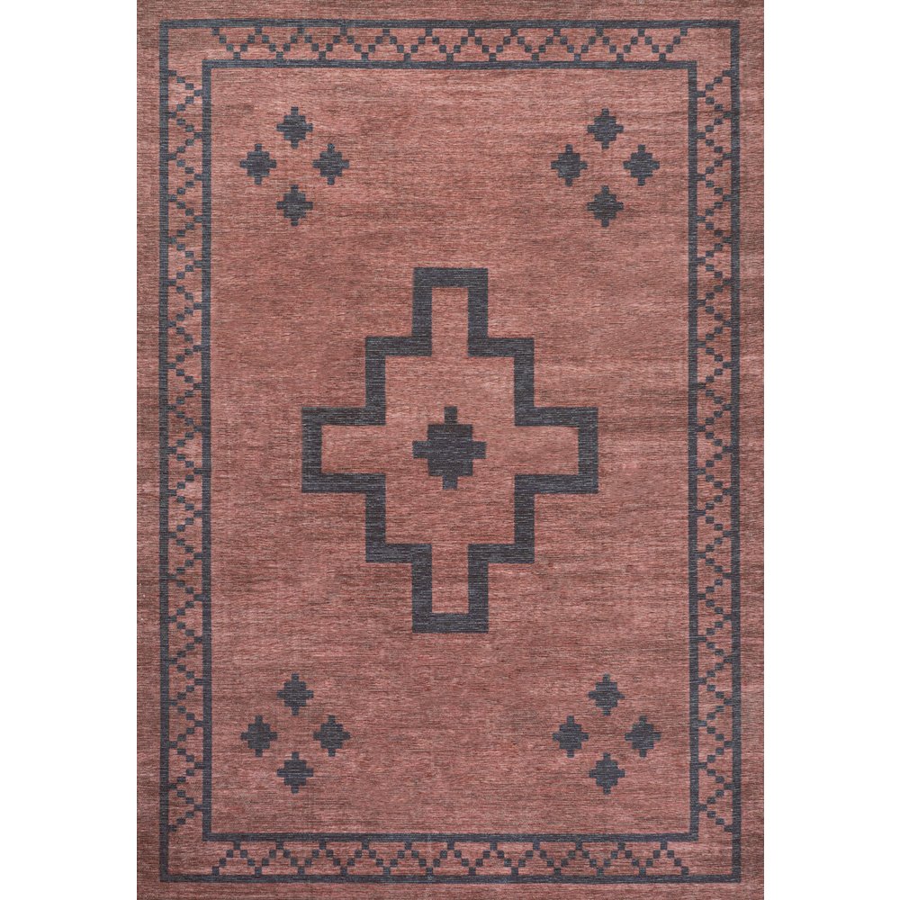 Korsa Geometric Medallion Machine Washable Area Rug
