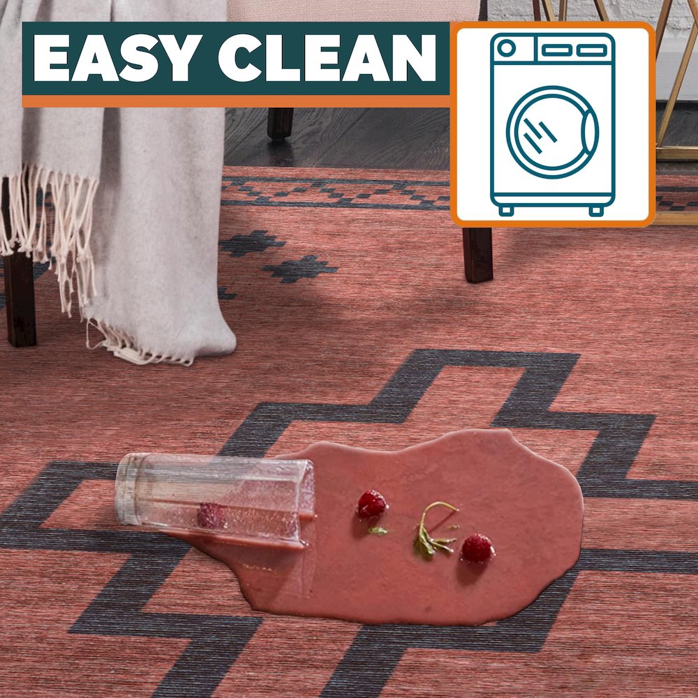Korsa Geometric Medallion Machine Washable Area Rug
