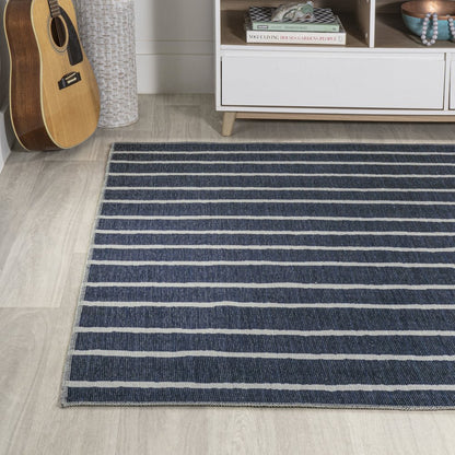 Rand Distressed Ticking Stripe Machine Washable Area Rug