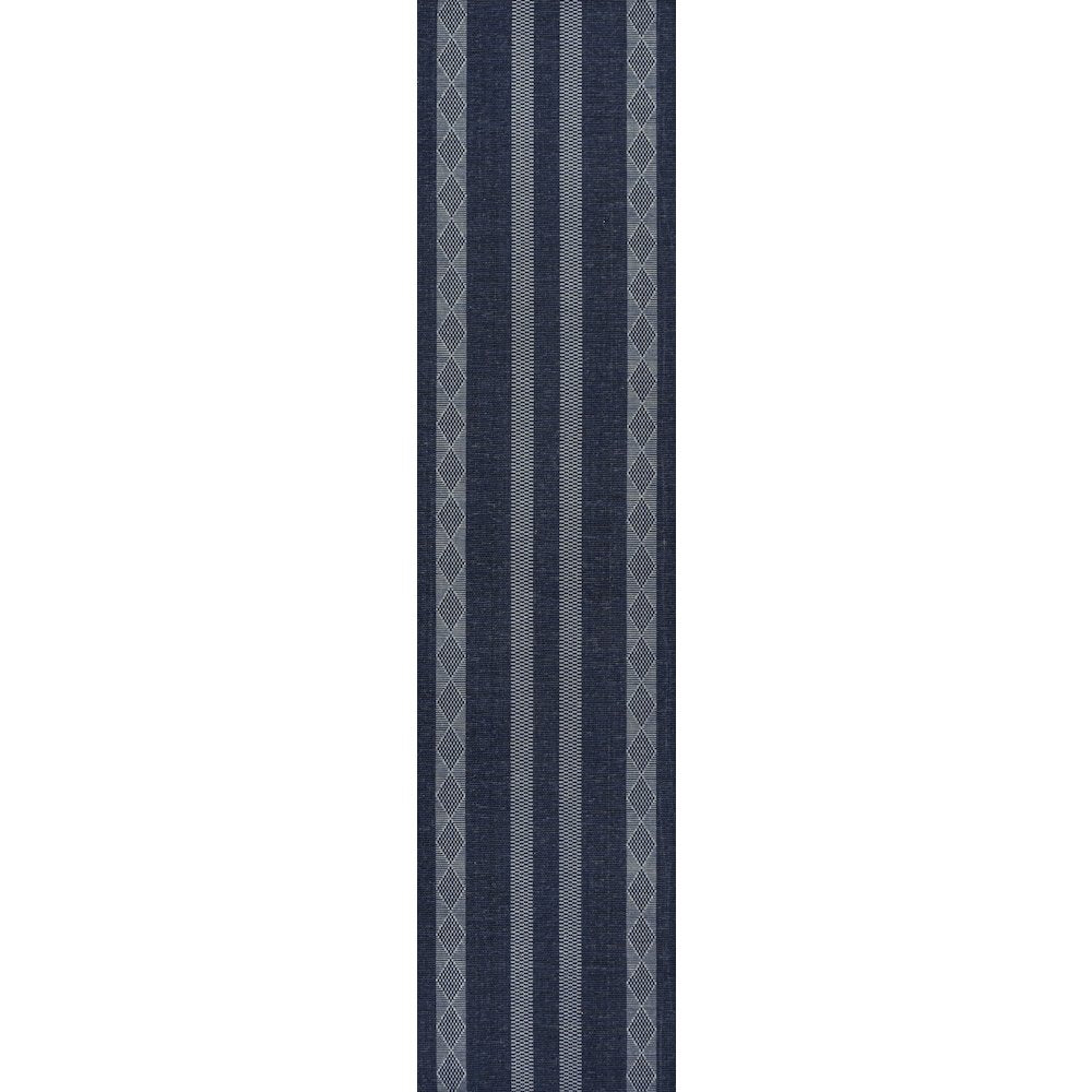 Nautisk Trellis Stripe Machine Washable Area Rug