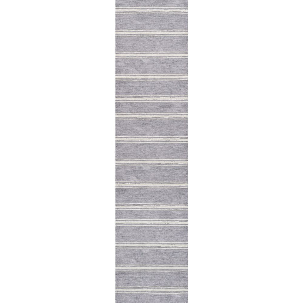 Bande Distressed Ticking Stripe Machine Washable Area Rug