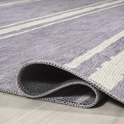 Bande Distressed Ticking Stripe Machine Washable Area Rug