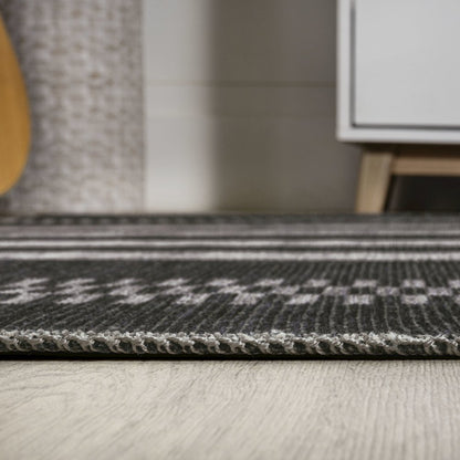Vichy Geometric Striped Machine Washable Area Rug