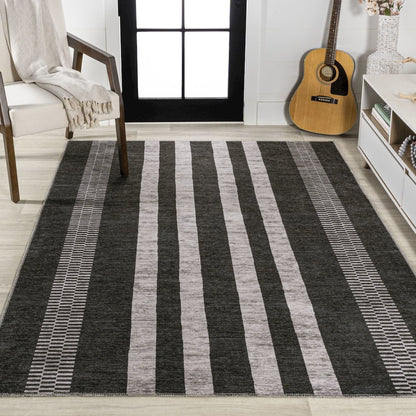 Vichy Geometric Striped Machine Washable Area Rug