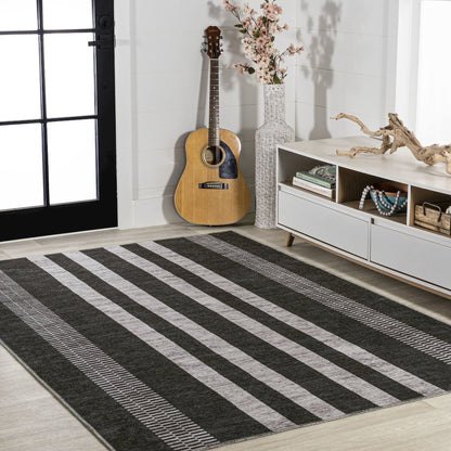 Vichy Geometric Striped Machine Washable Area Rug