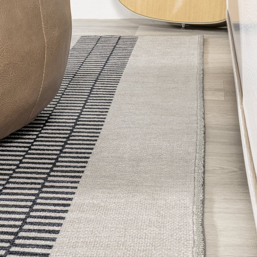 Vichy Geometric Striped Machine Washable Area Rug