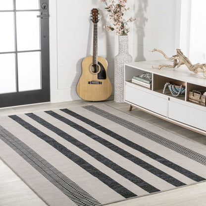 Vichy Geometric Striped Machine Washable Area Rug