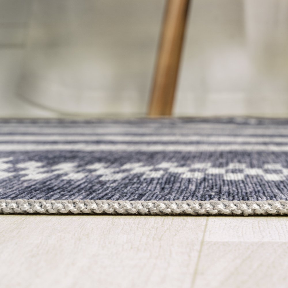 Vichy Geometric Striped Machine-Washable Area Rug