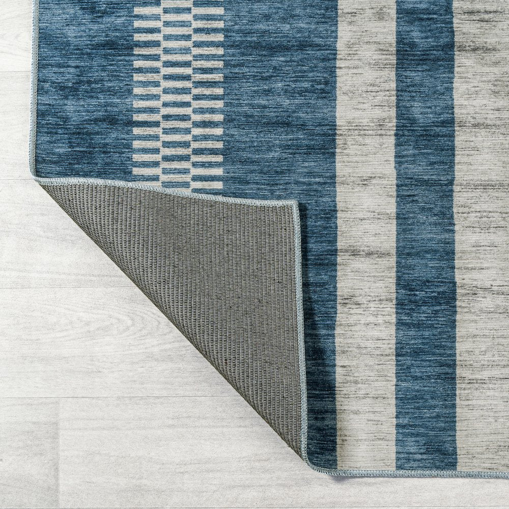 Vichy Geometric Striped Machine-Washable Area Rug