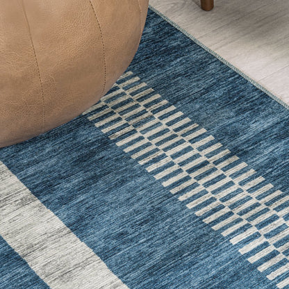 Vichy Geometric Striped Machine-Washable Area Rug