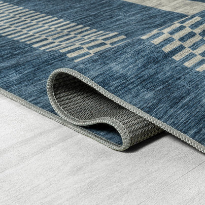 Vichy Geometric Striped Machine-Washable Area Rug