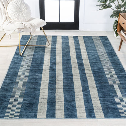 Vichy Geometric Striped Machine-Washable Area Rug