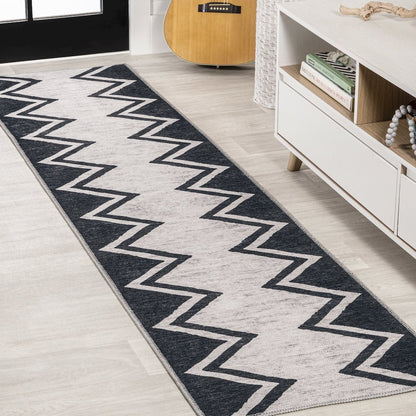 Siksak Modern Chevron Border Area Rug