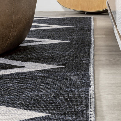 Siksak Modern Chevron Border Area Rug