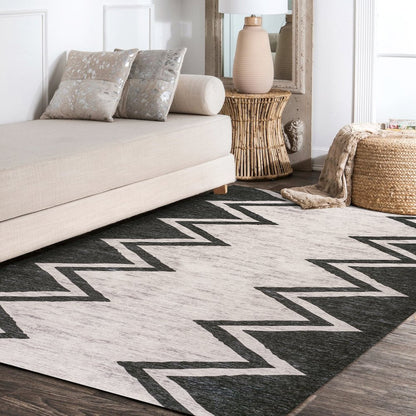 Siksak Modern Chevron Border Area Rug