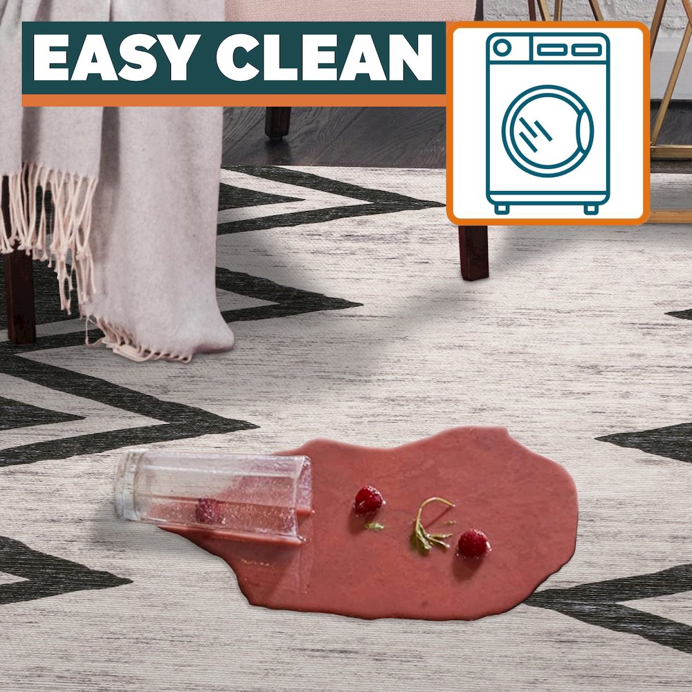 Siksak Modern Chevron Border Area Rug