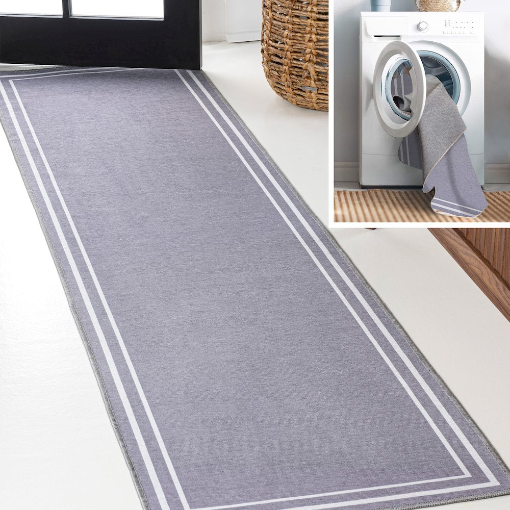 Sloane Classic 2-Stripe Border Washable Area Rug