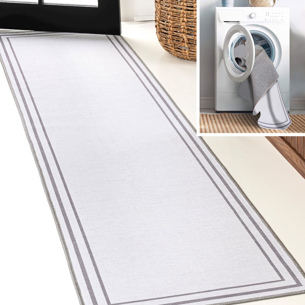 Sloane Classic 2-Stripe Border Washable Area Rug