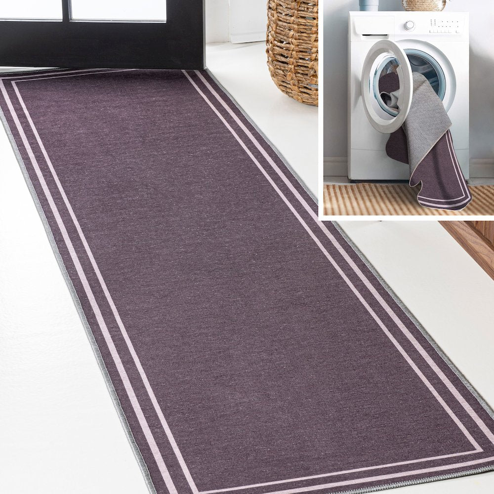 Sloane Classic 2-Stripe Border Washable Area Rug