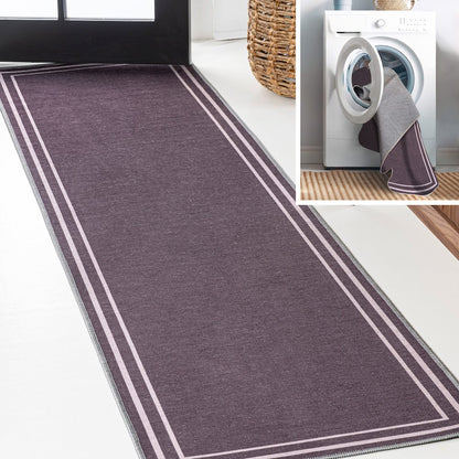 Sloane Classic 2-Stripe Border Washable Area Rug