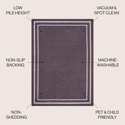 Sloane Classic 2-Stripe Border Washable Area Rug