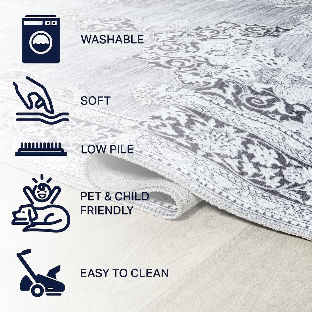 Bausch Bohemian Distressed Chenille Machine-Washable Runner Rug