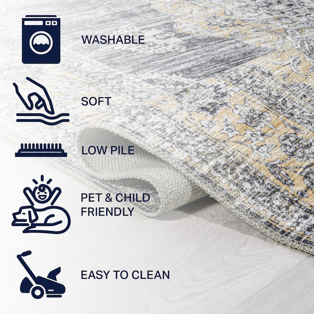 Bausch Bohemian Distressed Chenille Machine-Washable Runner Rug