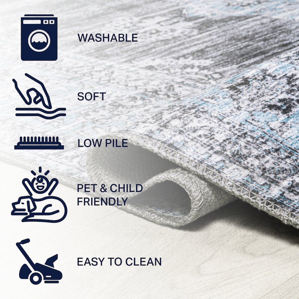 Bausch Bohemian Distressed Chenille Machine-Washable Runner Rug