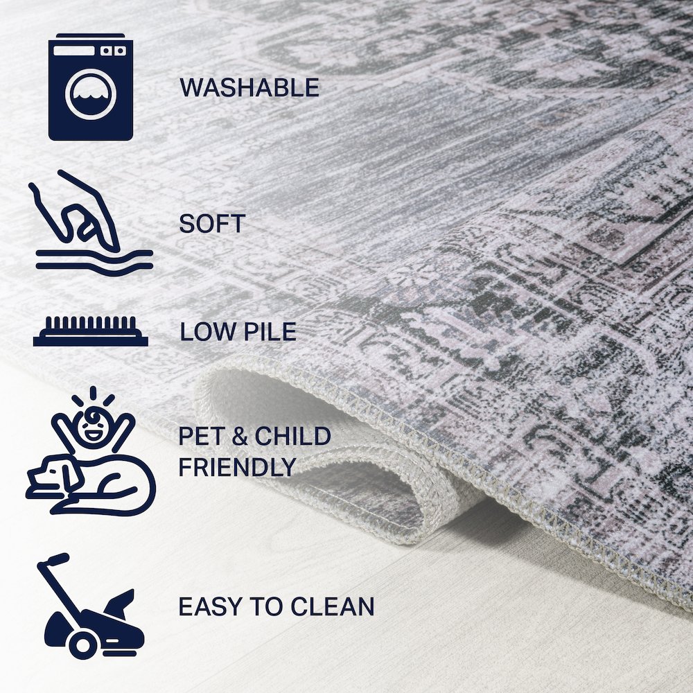 Wincer Chenille Cottage Medallion Machine-Washable Runner Rug