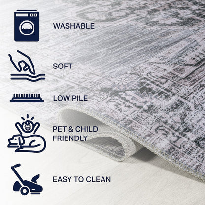 Wincer Chenille Cottage Medallion Machine-Washable Runner Rug