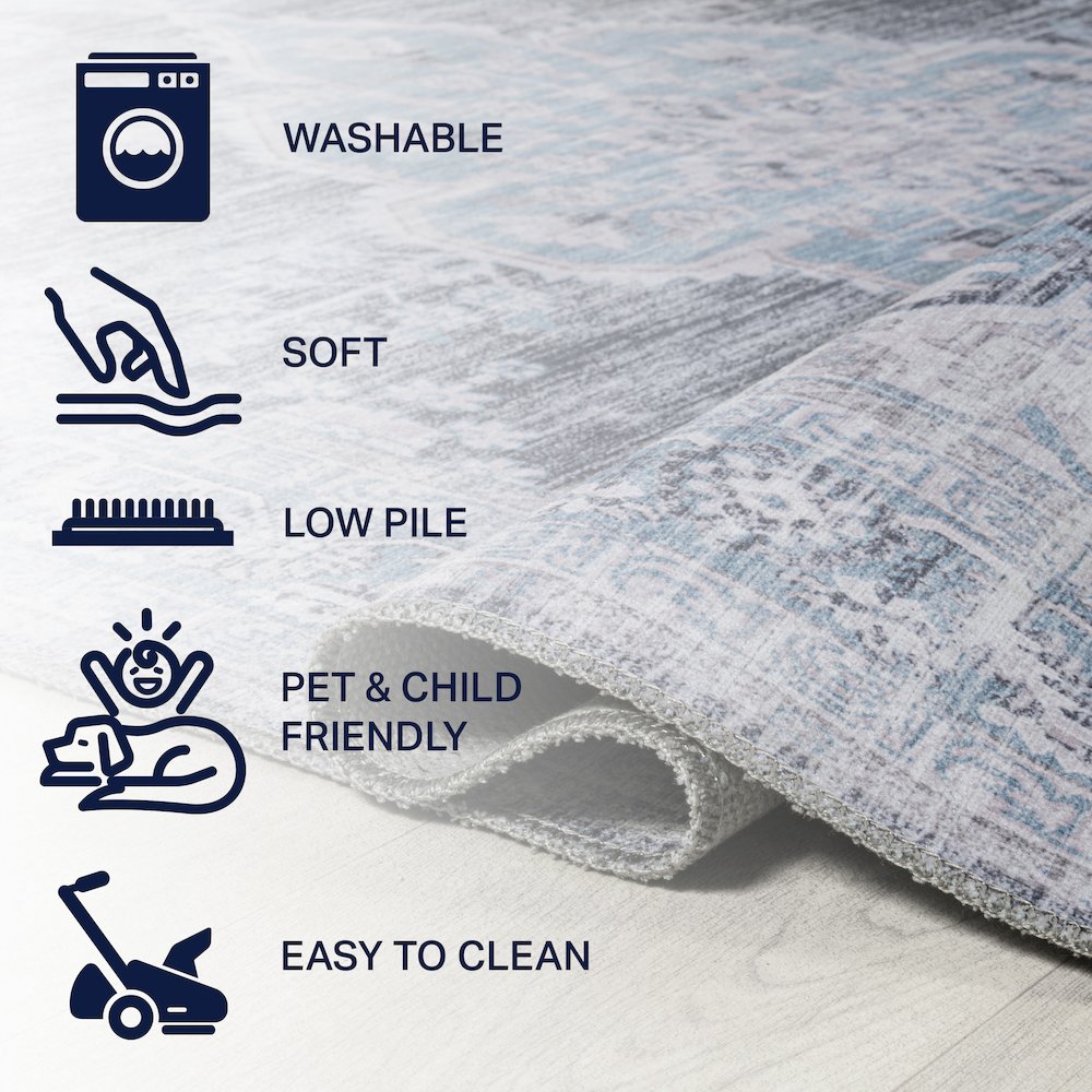Wincer Chenille Cottage Medallion Machine-Washable Runner Rug