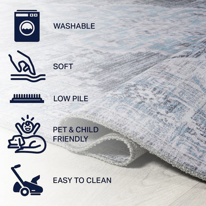 Wincer Chenille Cottage Medallion Machine-Washable Runner Rug