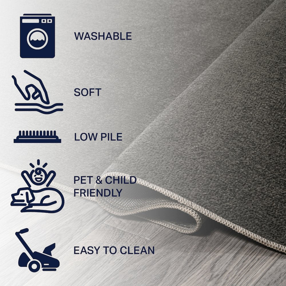 Twyla Classic Solid Low-Pile Machine-Washable Runner Rug