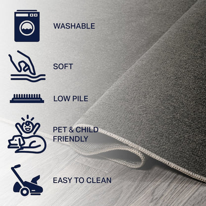 Twyla Classic Solid Low-Pile Machine-Washable Runner Rug