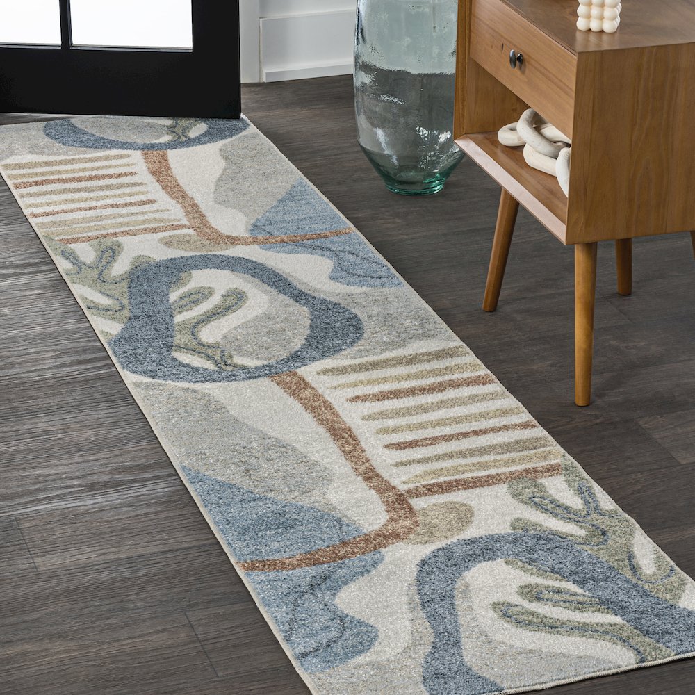 Algae Abstract Glam Botanical Machine-Washable Runner Rug